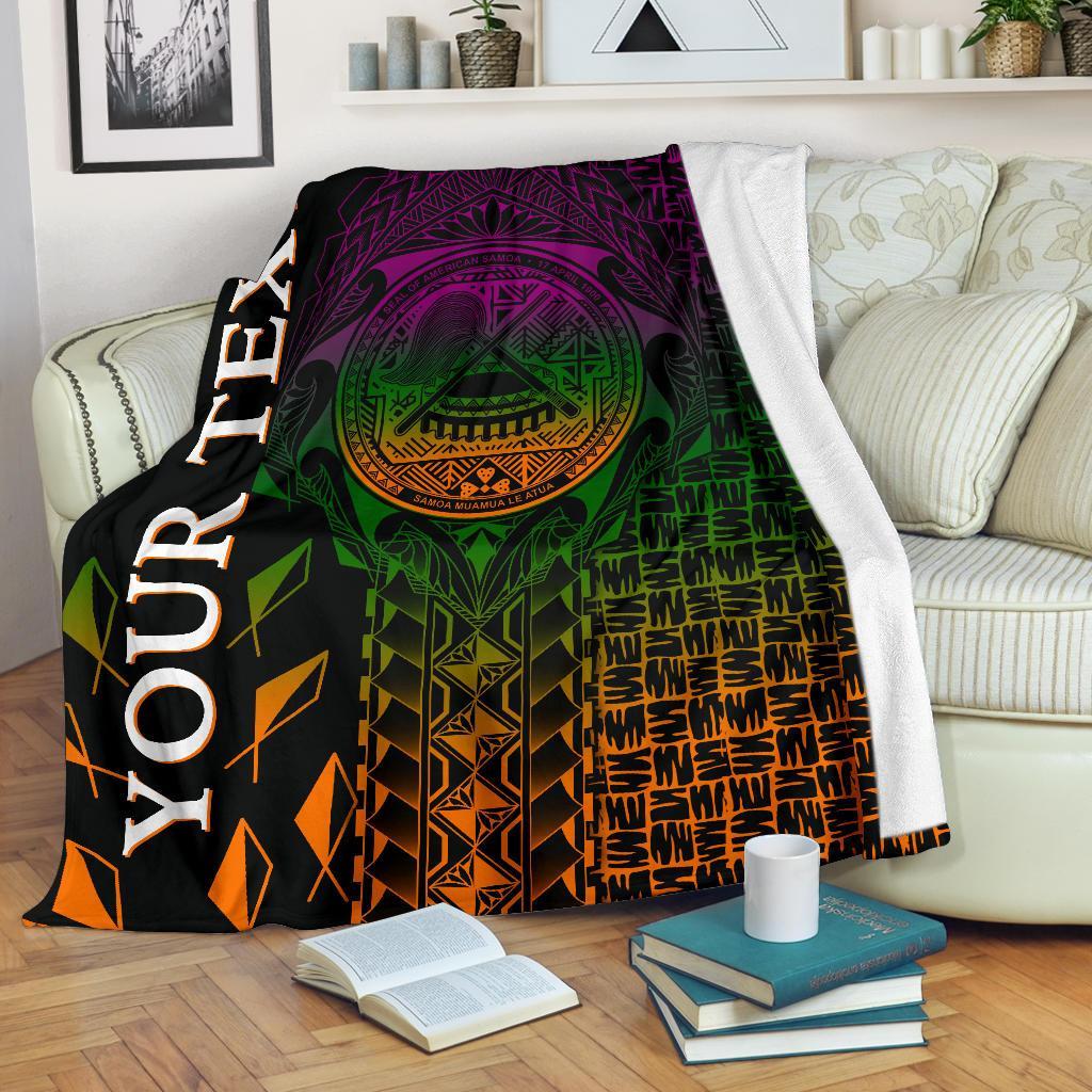 American Samoa Custom Personalised Premium Blanket - AS Seal Rocket Style White - Polynesian Pride