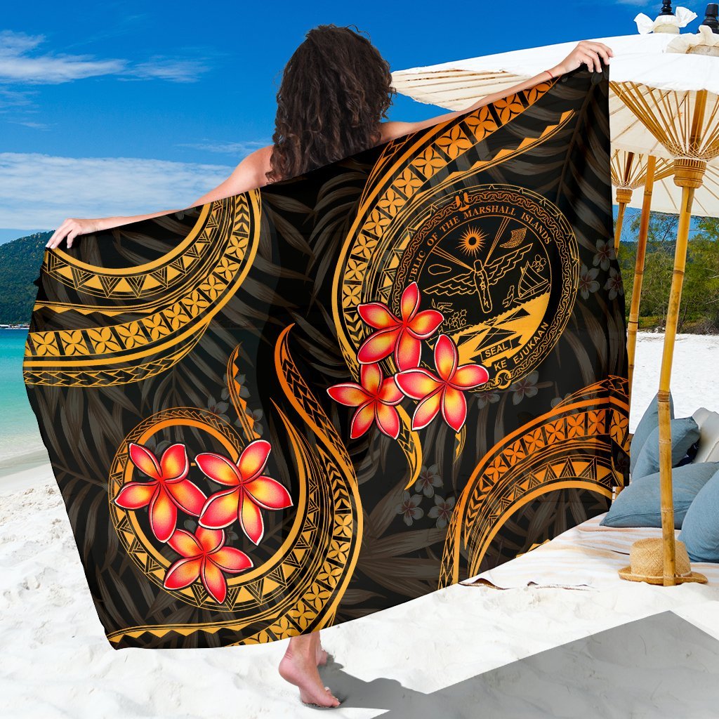 Marshall Islands Sarong - Gold Plumeria Coat of Arm SARONG ONE SIZE GOLD - Polynesian Pride