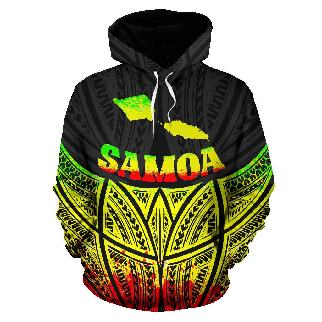 Samoa Polynesian Hoodie Reggae Pride Map nd Seal - Polynesian Pride