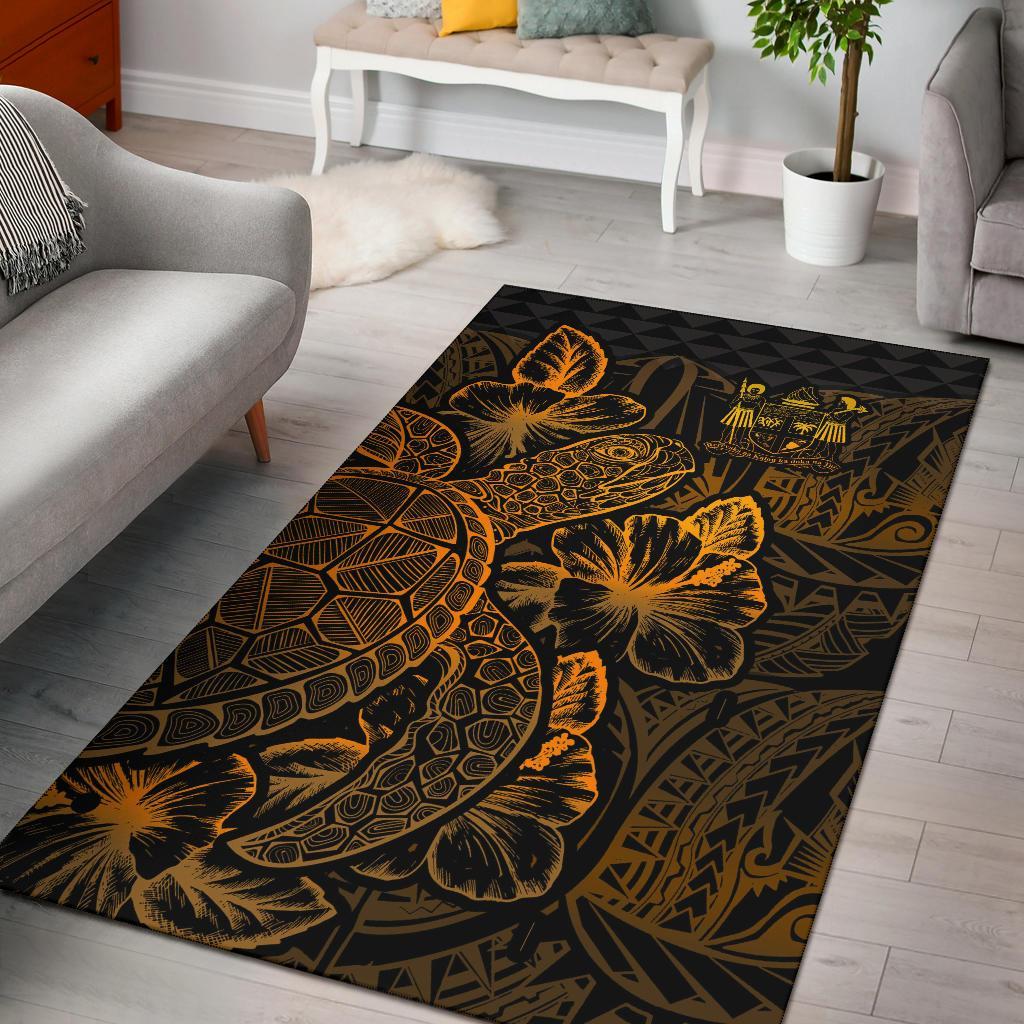 Fiji Area Rugs Turtle Hibiscus Gold Gold - Polynesian Pride