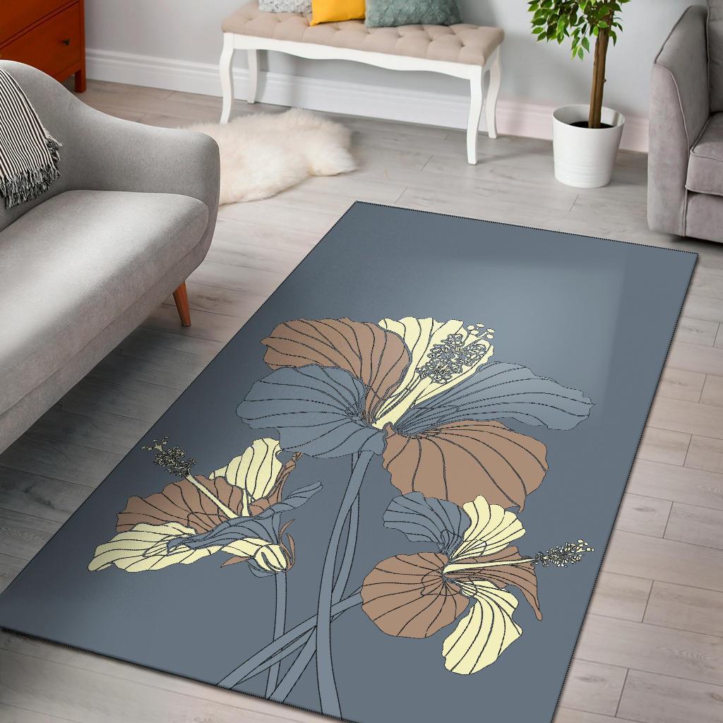 Hibiscus Art Water Area Rug AH Black - Polynesian Pride