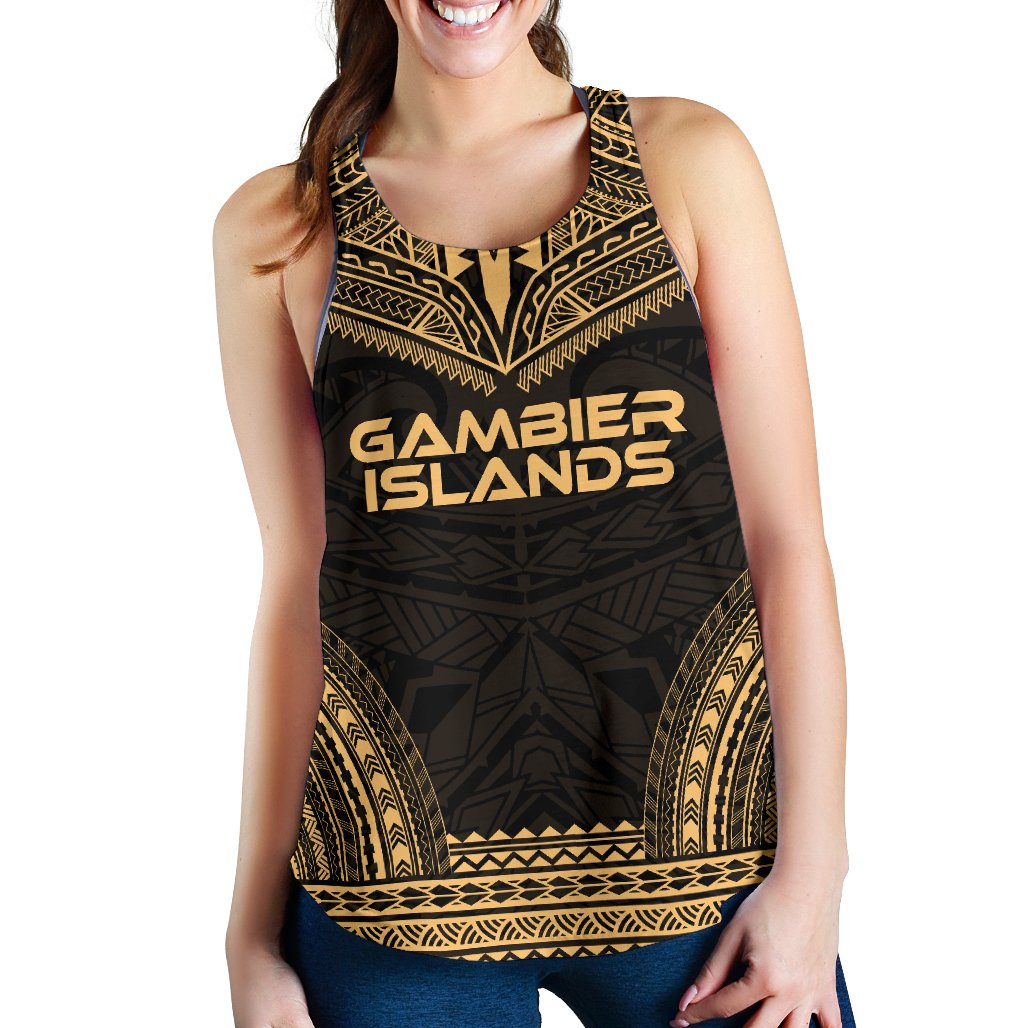 Gambier Islands Women's Racerback Tank - Polynesian Chief Gold Version Gold - Polynesian Pride