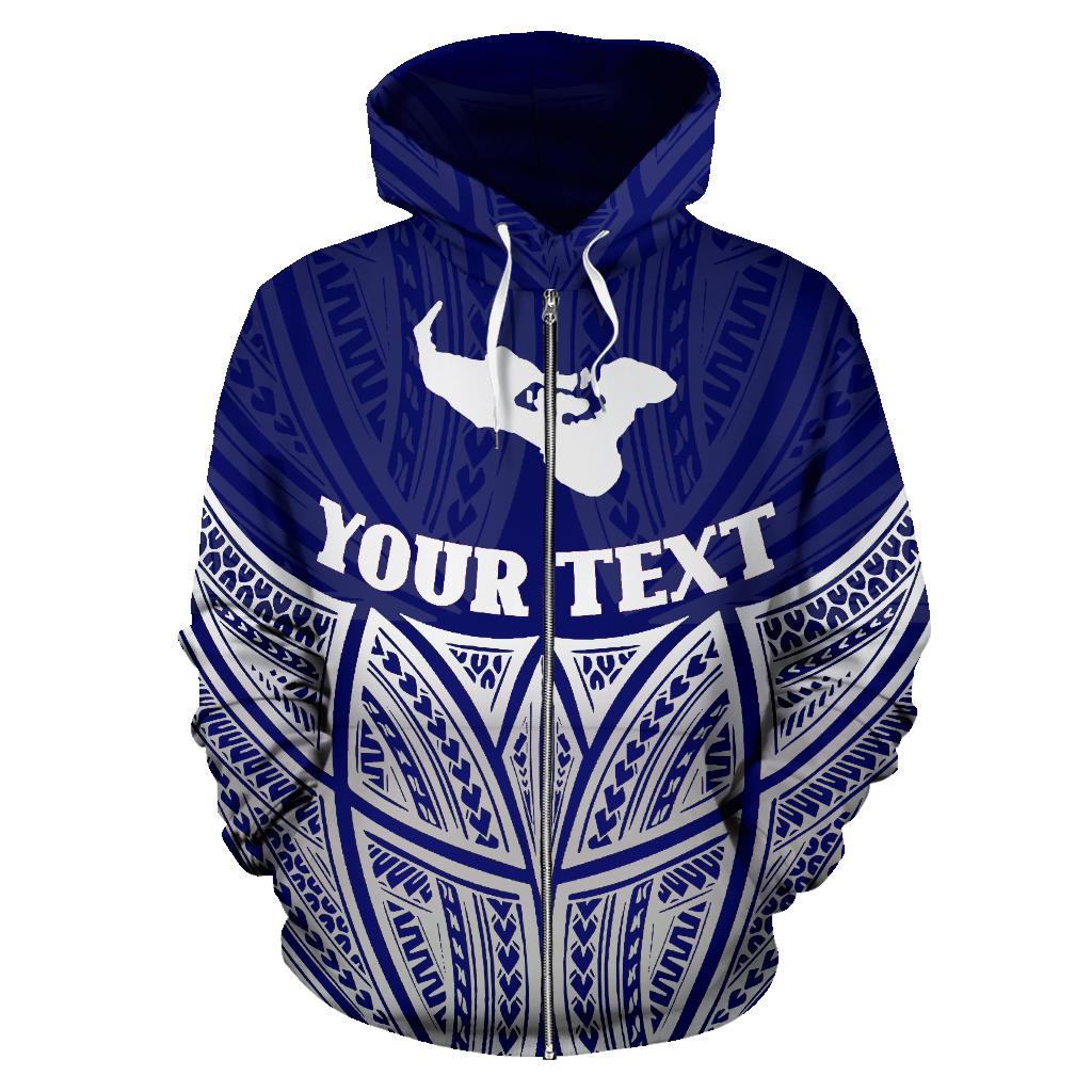 Tonga Polynesian Custom Zip up Hoodie Blue Pride Map and Seal - Polynesian Pride