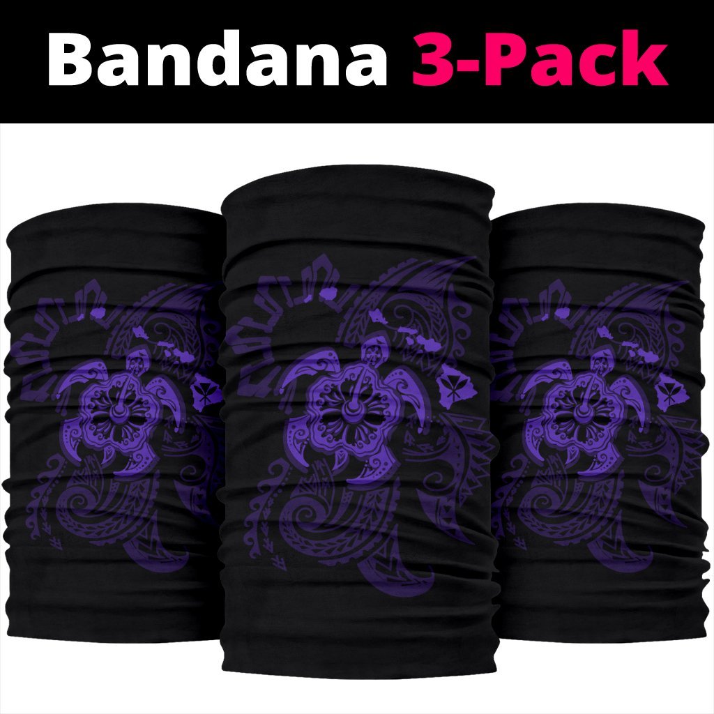 Hawaii Turtle Map Polynesian Bandana 3-Pack - Purple - Polynesian Pride