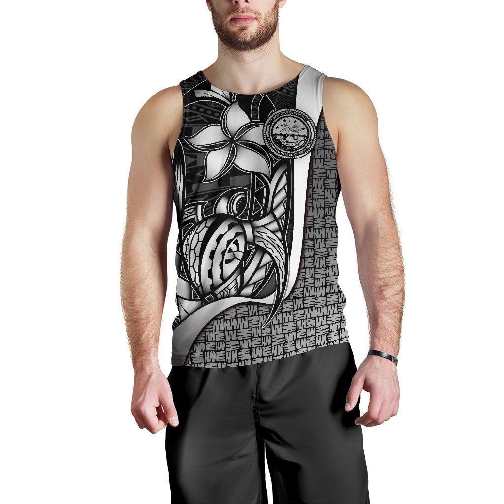 Federated States of Micronesia Men's Tank Top White - Turtle With Hook - Polynesian Pride