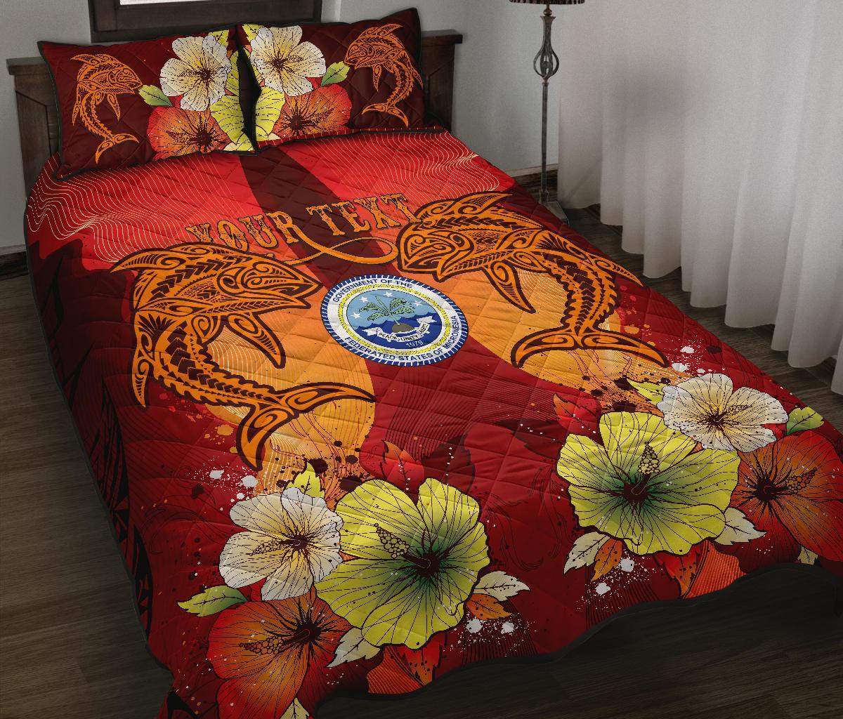 Federated States Of Micronesia Custom Personalised Quilt Bed Sets - Tribal Tuna Fish - Polynesian Pride