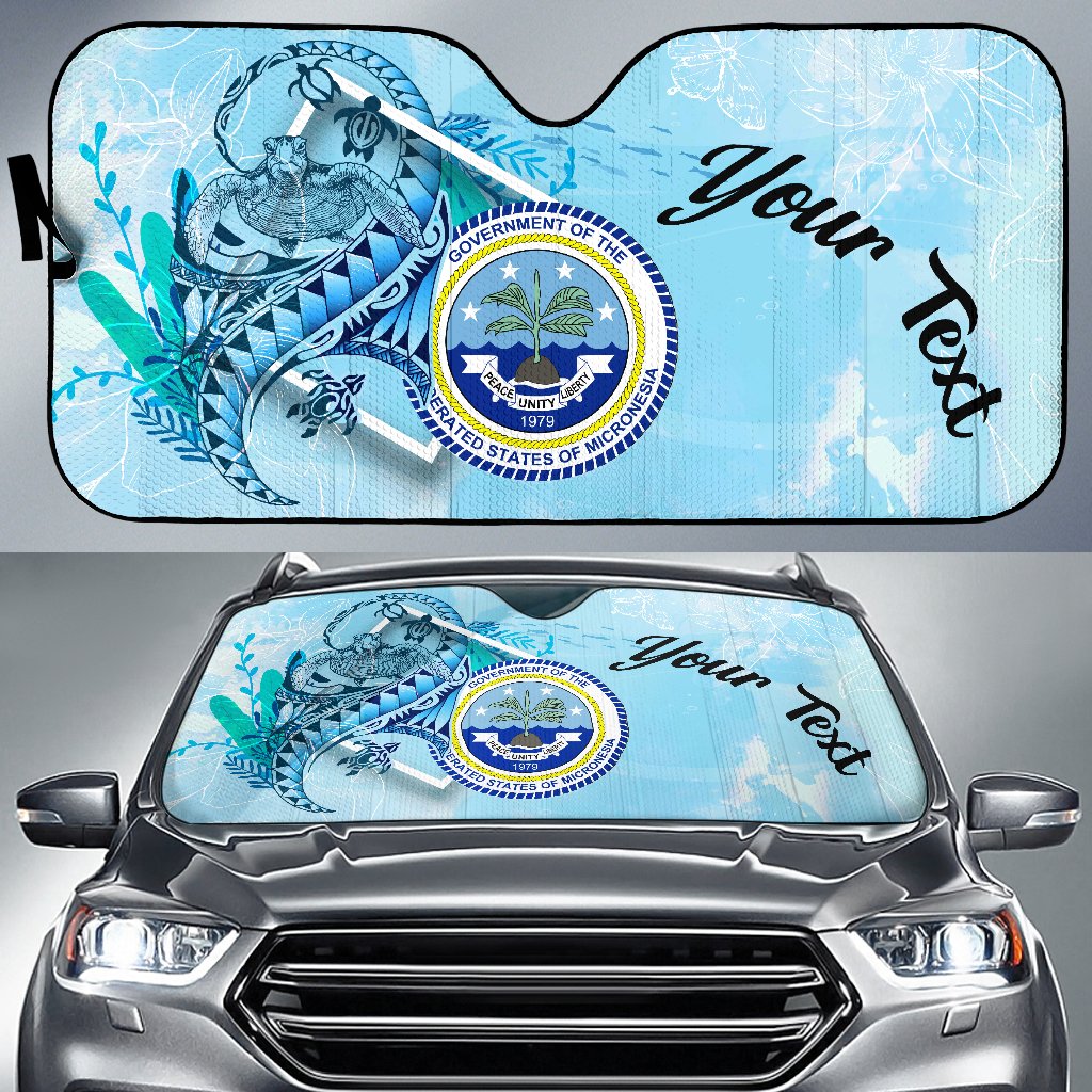 Federated States of Micronesia Auto Sun Shades - Custom Personalised Polynesian Turtle Under The Sea Auto Sun Shade - Federated States of Micronesia Universal Fit Blue - Polynesian Pride