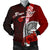 American Samoa Polynesian Custom Personalised Men's Bomber Jacket - Coat Of Arm With Hibiscus Red - Polynesian Pride