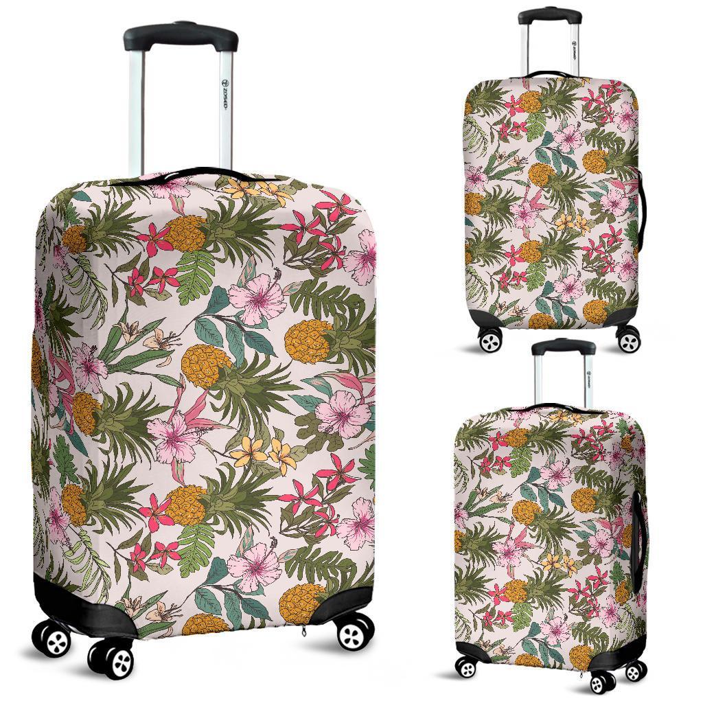 Tropical Pineapple Luggage Cover White - Polynesian Pride