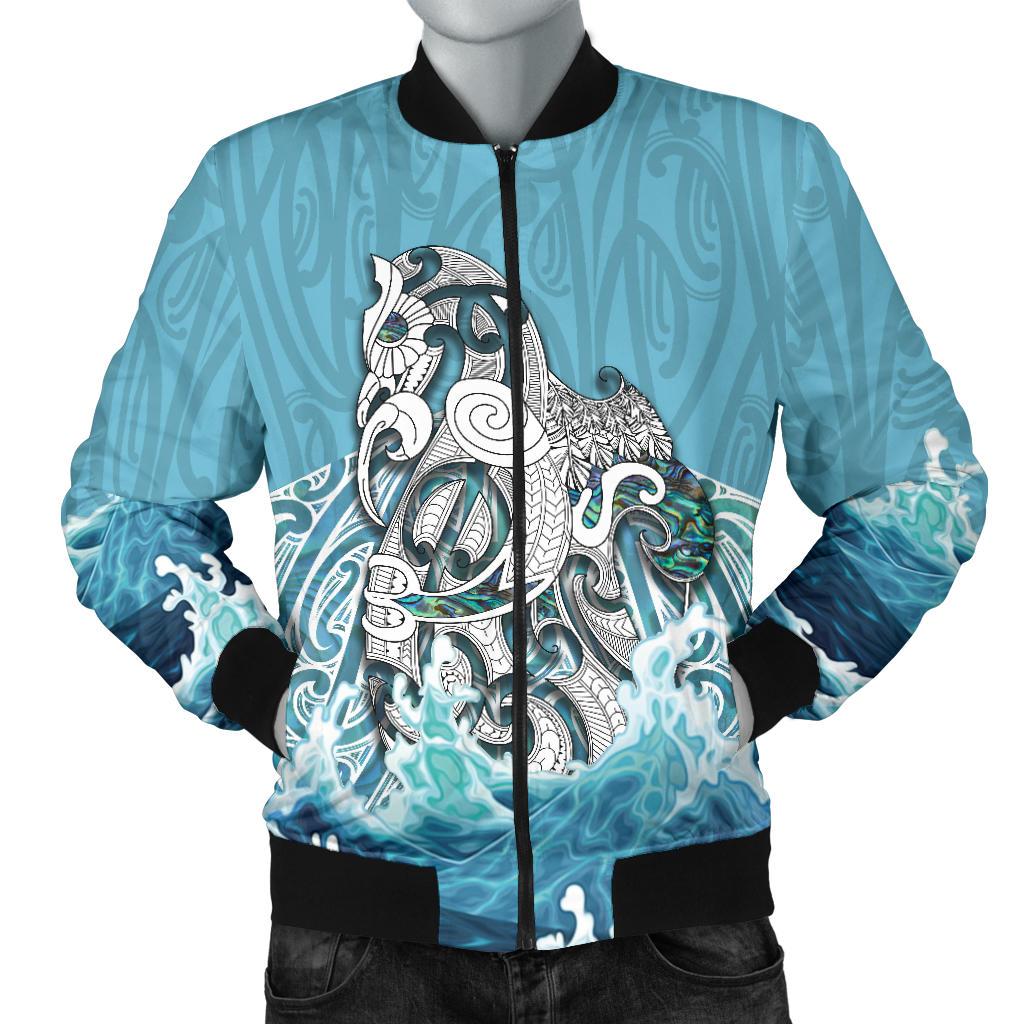 Maori Manaia The Blue Sea Bomber Jacket for Men Blue - Polynesian Pride