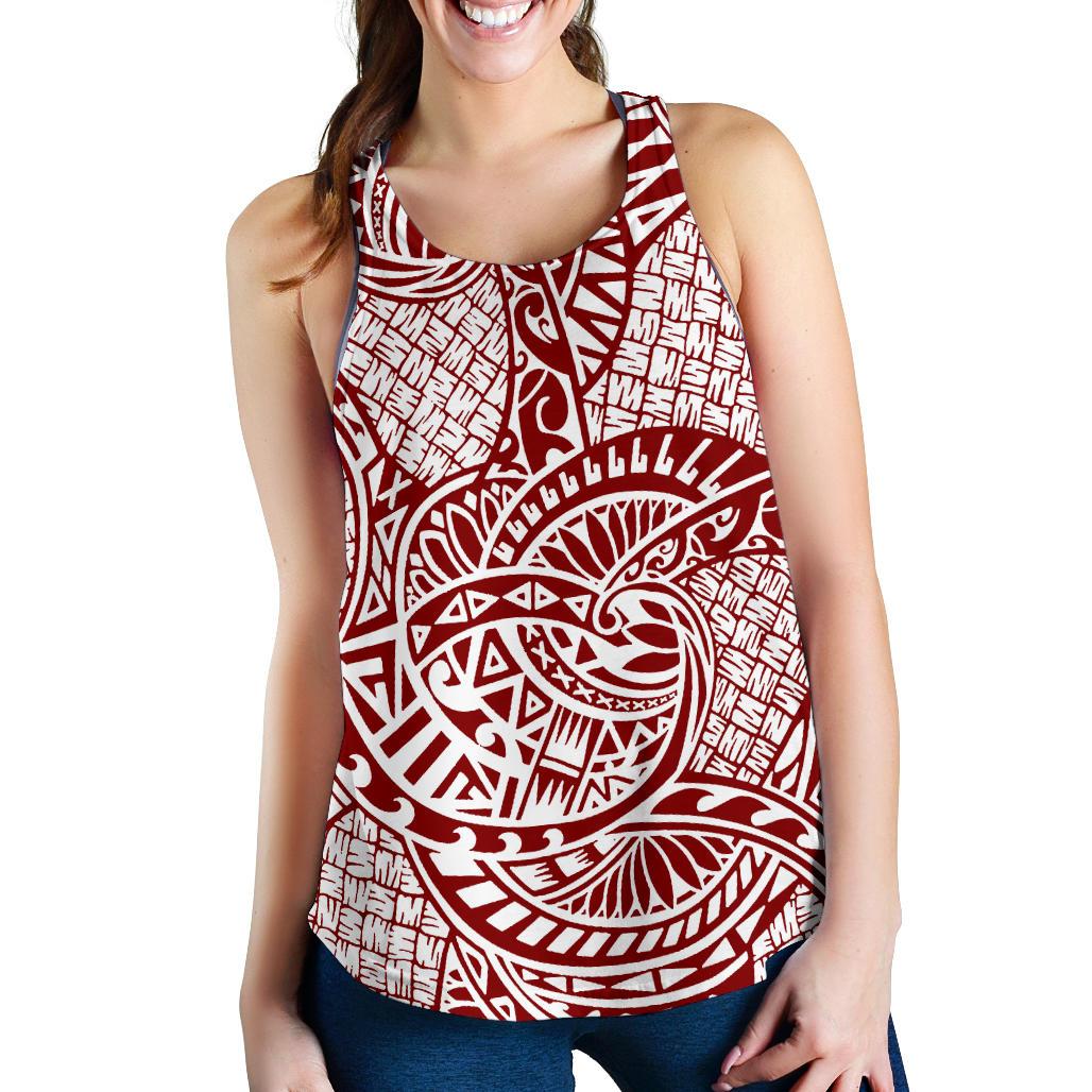 Polynesian Women Racerback Tank Top 29 White-Red - Polynesian Pride