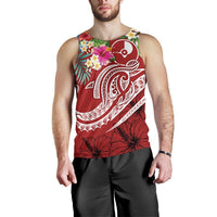 YAP Polynesian Men's Tank Top - Summer Plumeria (Red) - Polynesian Pride