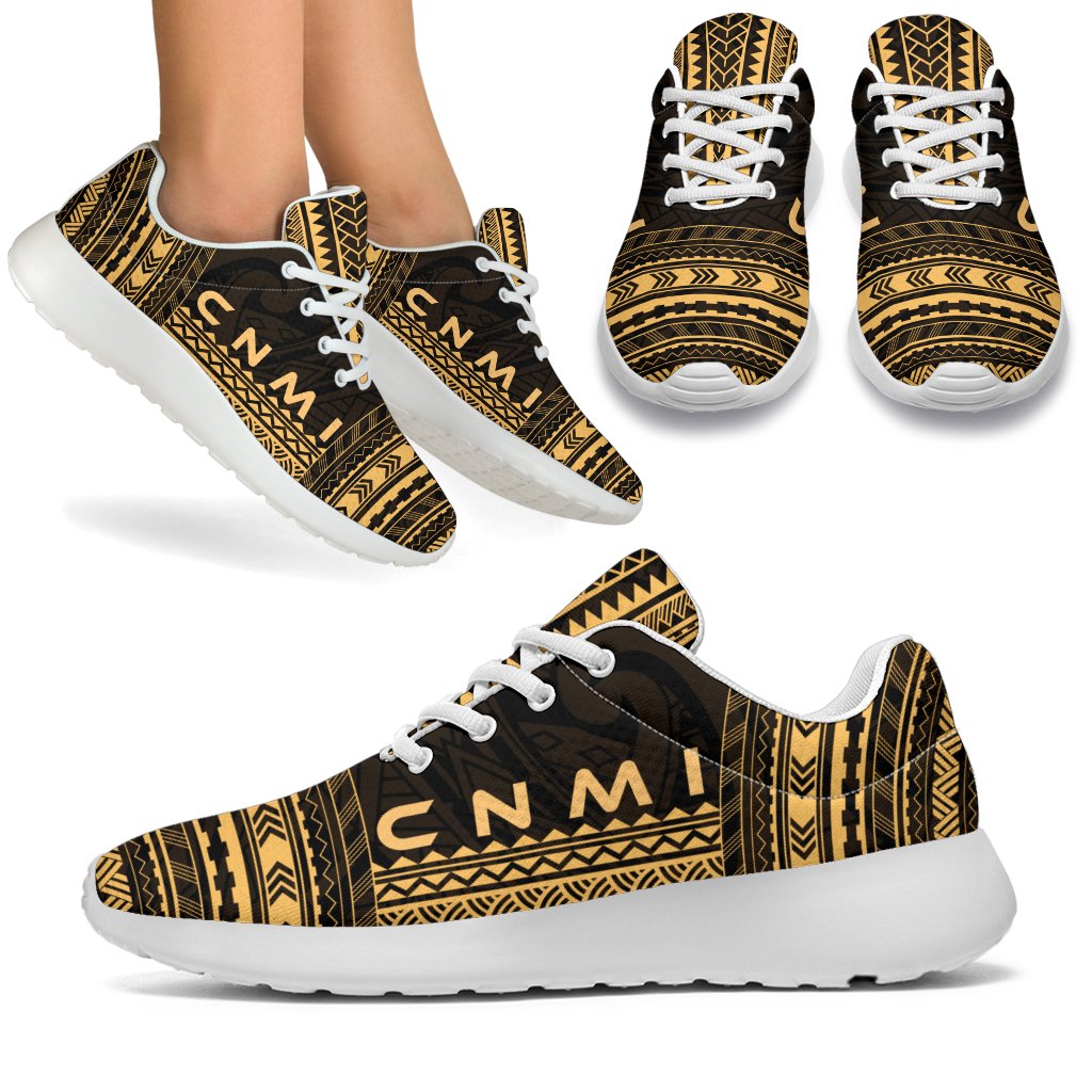 Northern Mariana Islands Sporty Sneakers - Polynesian Chief Gold Version White - Polynesian Pride