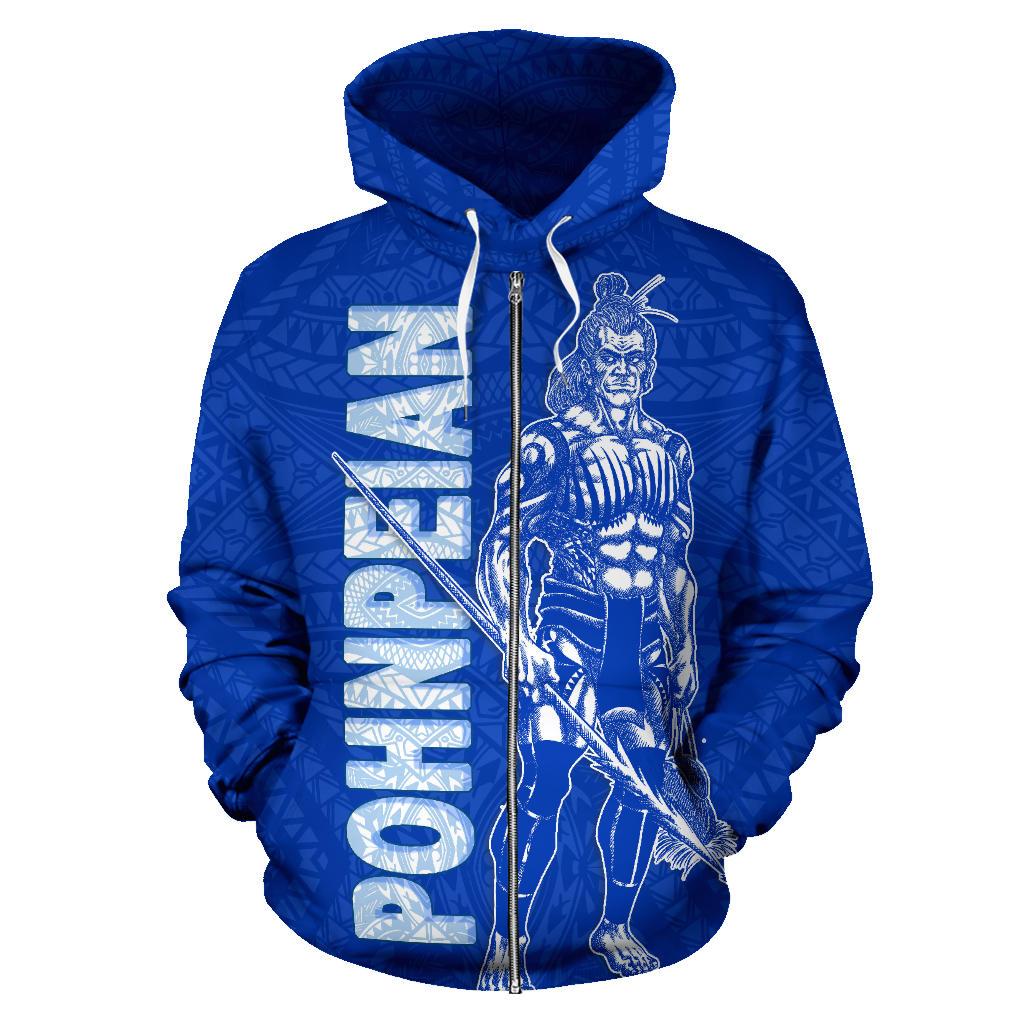 Pohnpei Zip up Hoodie Micronesia Pohnpeian Warrior Flag Color - Polynesian Pride