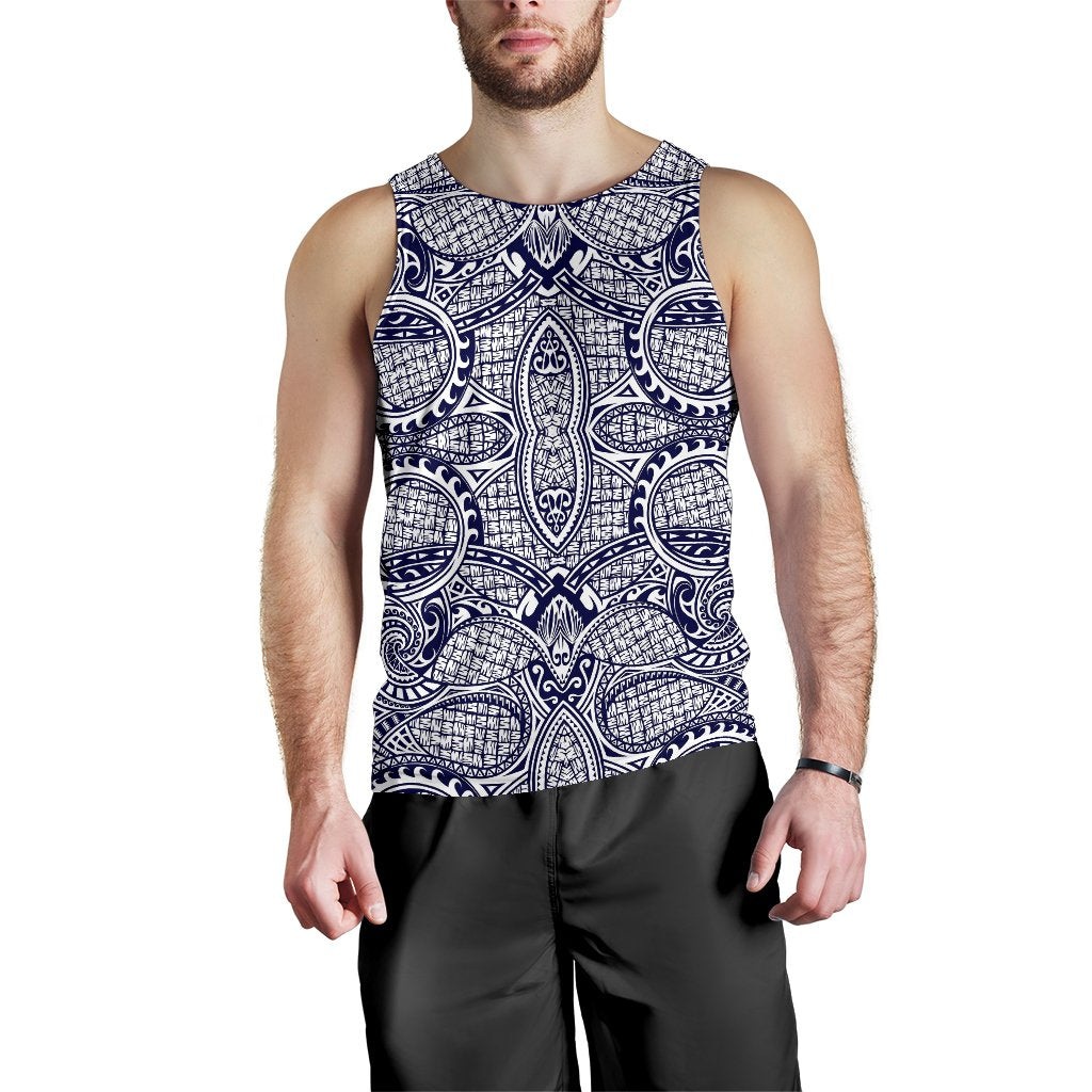 Polynesian Men's Tank Top Blue And White - Polynesian Pride