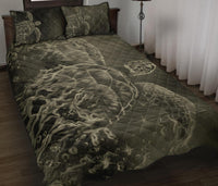 Hawaii Sea Turtle Water Color Travel Galaxy Quilt Bed Set - AH - Beige - Polynesian Pride