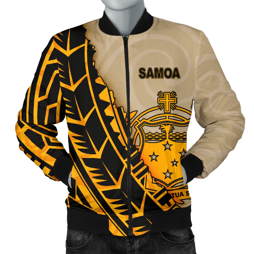 Samoa Men's Bomber Jacket - Polynesian Wild Style Gold - Polynesian Pride