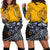 New Zealand Maori Women Hoodie Dress Taranaki Bull Yellow - Polynesian Pride