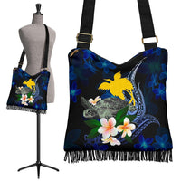 Papua New Guinea Polynesian Boho Handbag - Turtle With Plumeria Flowers One Style One Size Blue - Polynesian Pride