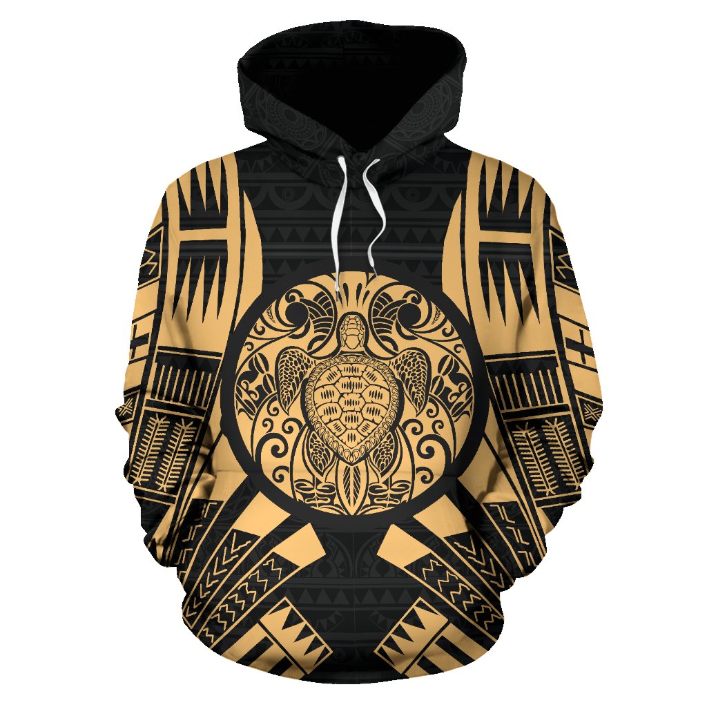 Turtle All Over Hoodie Tattoo Style - Polynesian Pride