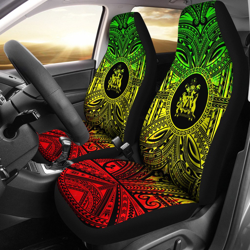Norfolk Island Car Seat Cover - Norfolk Island Coat Of Arms Polynesian Reggae Style Universal Fit Reggae - Polynesian Pride