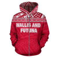 Wallis and Futuna Polynesian Zip up Hoodie Red - Polynesian Pride