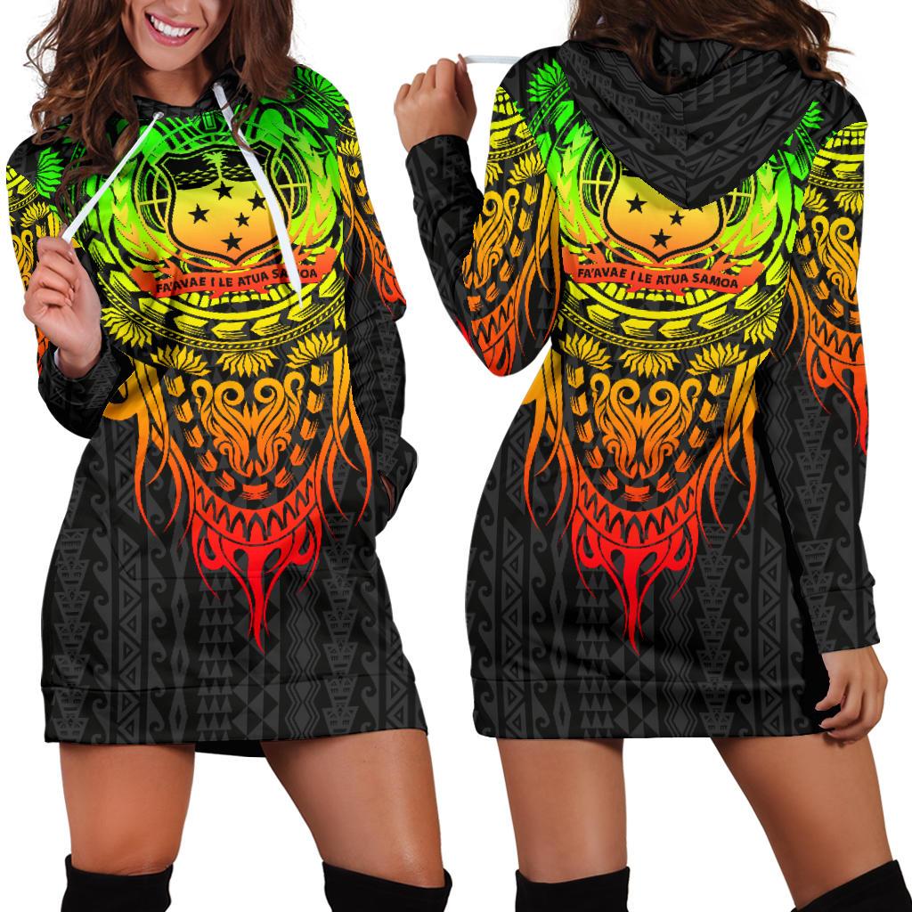 Samoa Polynesian Women's Hoodie Dress - Tattoo Pattern With Seal Reggae - Polynesian Pride