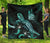 New Caledonia Polynesian Premium Quilt - Turtle With Blooming Hibiscus Turquoise - Polynesian Pride