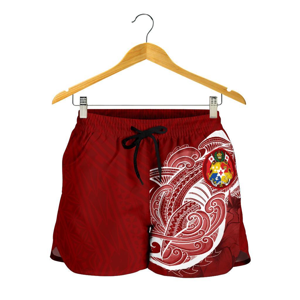 Tonga All Over Print Women'S Shorts Shark Coat Of Arms - Polynesian Pride