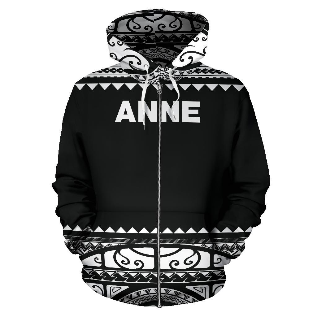 New Zealand Maori Zip up Hoodie, Aotearoa Silver Fern Zipper Hoodie White CustomizedX Anne Unisex Art - Polynesian Pride