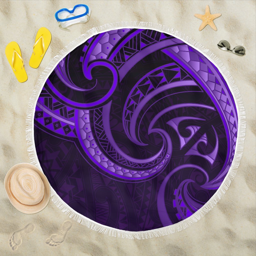 New Zealand Maori Mangopare Beach Blanket Polynesian - Purple Beach Blanket - Polynesian Pride