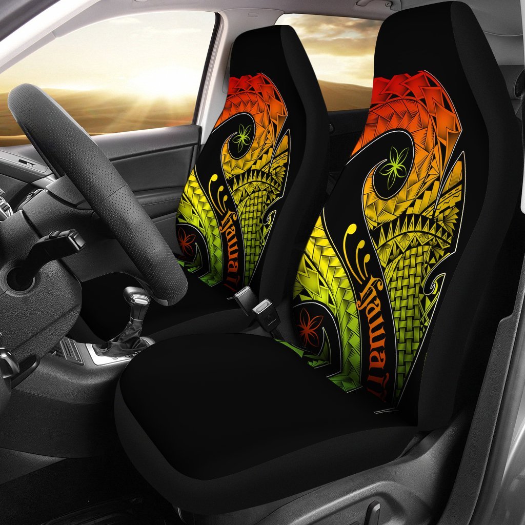 Hawaii Car Seat Covers - Hawaii Polynesian Decorative Patterns Universal Fit Black - Polynesian Pride