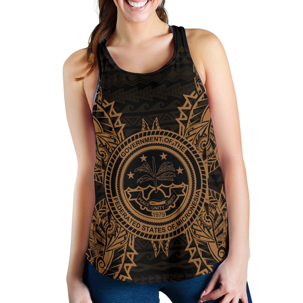 Federated States Of Micronesian Polynesian Women Tank Top Map Gold Gold - Polynesian Pride
