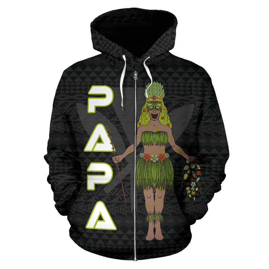 Polynesian Hawaii Zip up Hoodie Papa Hawaiian God of the Myths and Legends - Polynesian Pride
