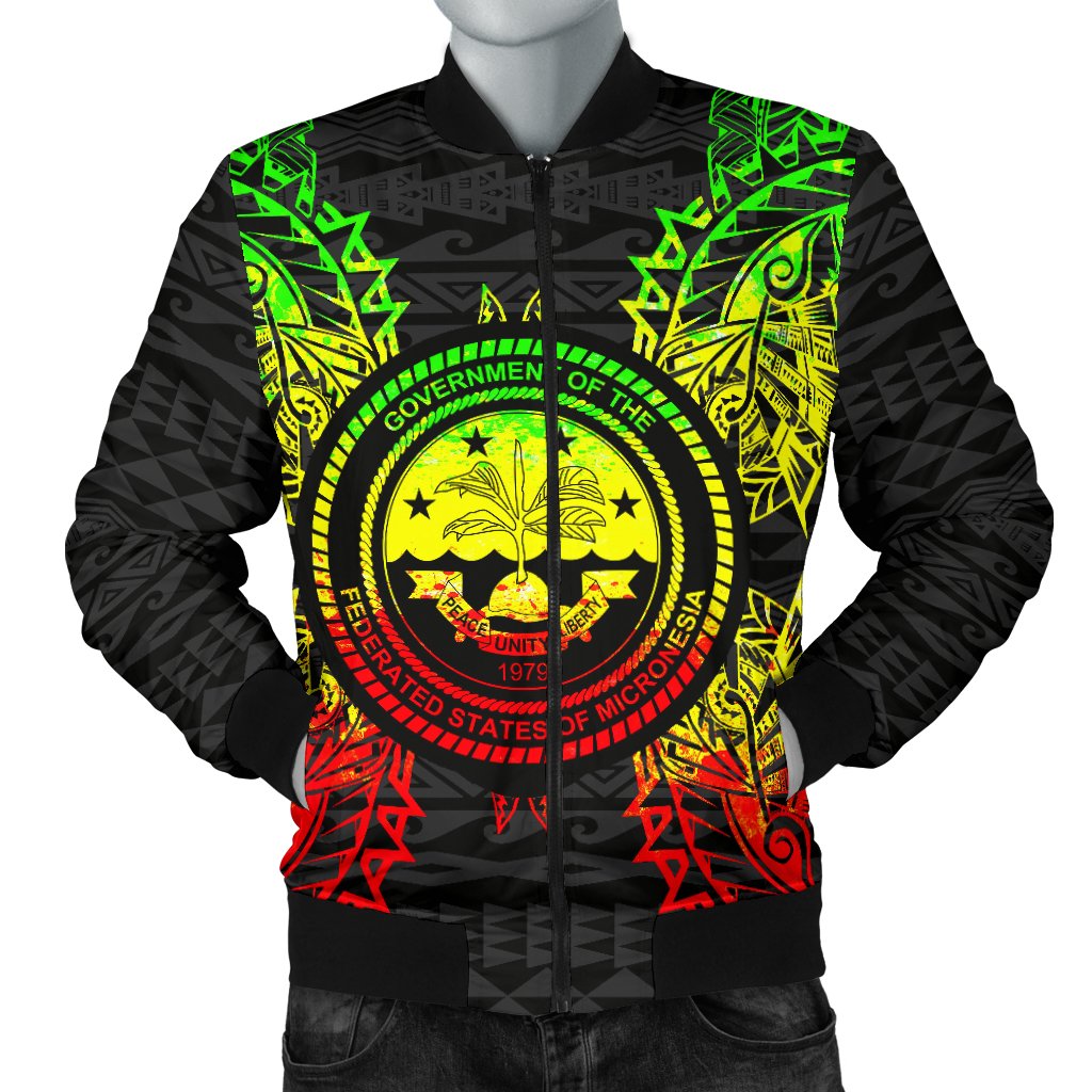 Federated States Of Micronesia Polynesian Men's Bomber Jacket Map Reggae Reggae - Polynesian Pride