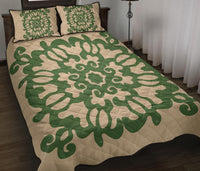 Hawaiian Quilt Turtle Pattern New Gold Quilt Bed Set - Skin Style - AH - Polynesian Pride