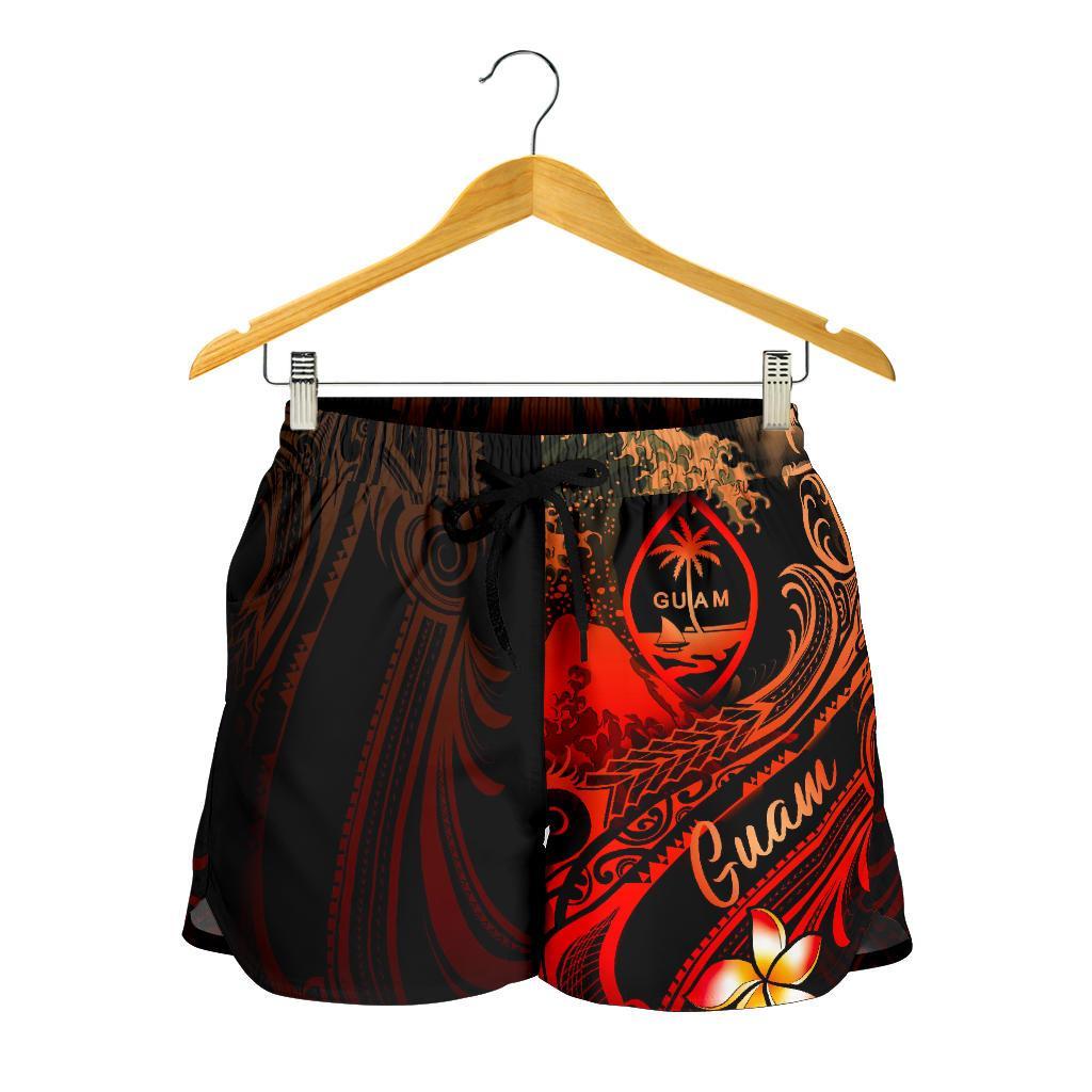 Guam Polynesian Women's Short - Plumeria Flowers And Waves - Polynesian Pride