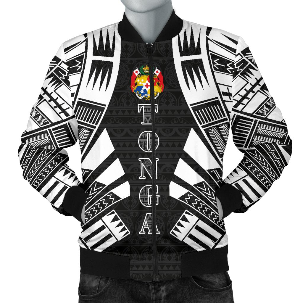 Tonga Men Bomber Jackets - Polynesian Tattoo Black Black - Polynesian Pride