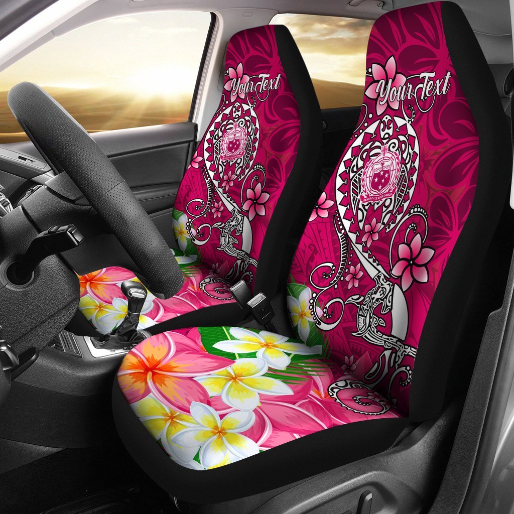 Samoa Custom Personalised Car Seat Covers - Turtle Plumeria (Pink) Universal Fit Pink - Polynesian Pride