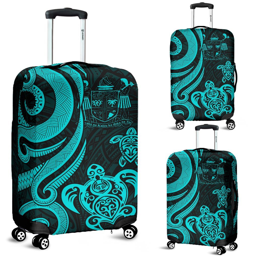 Fiji Polynesian Luggage Covers - Turquoise Tentacle Turtle Crest Turquoise - Polynesian Pride