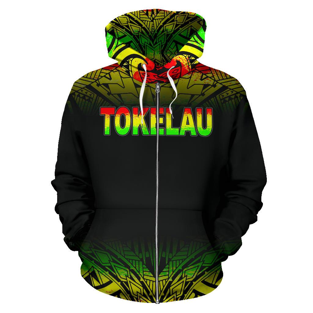 Tokelau Polynesian All Over Zip up Hoodie Reggae Fog - Polynesian Pride