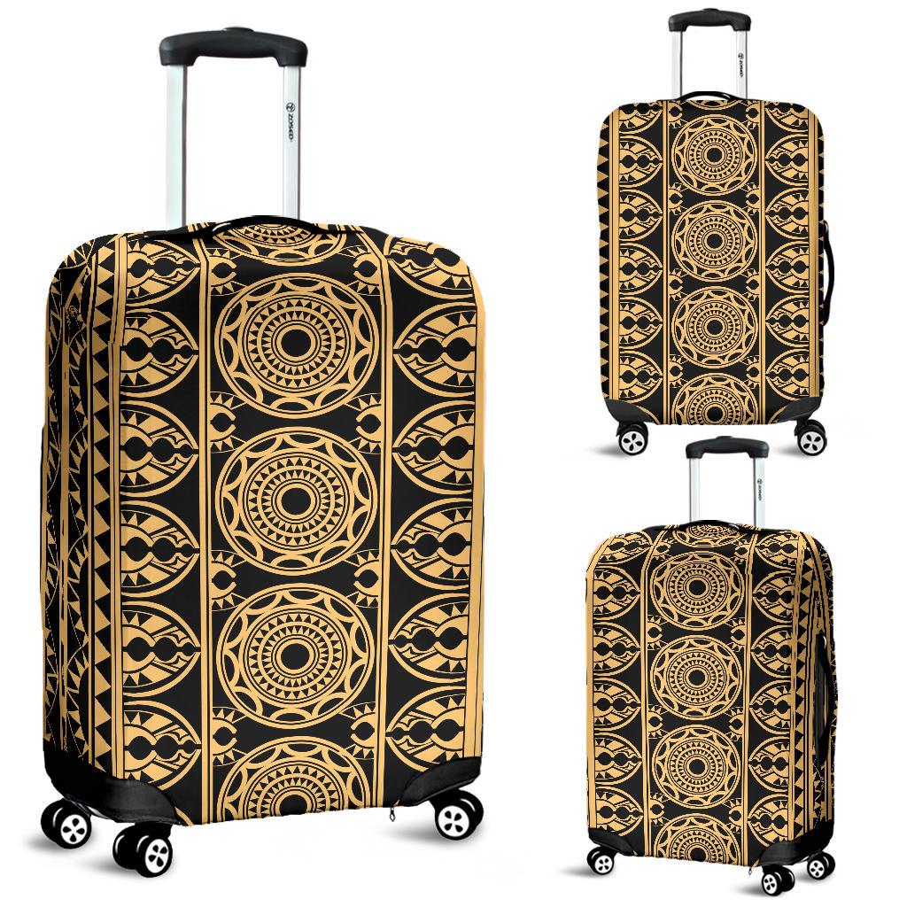 Polynesian Luggage Cover 09 Black-Gold - Polynesian Pride