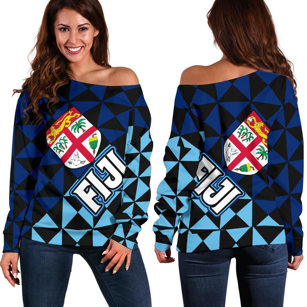 Fiji Polynesian Women's Off Shoulder Sweater Coat Of Arms Th5 - Polynesian Pride