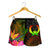 Pohnpei Polynesian Women's Shorts - Hibiscus and Banana Leaves - Polynesian Pride