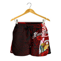 Nauru Polynesian Custom Personalised Women's Shorts - Coat Of Arm With Hibiscus - Polynesian Pride