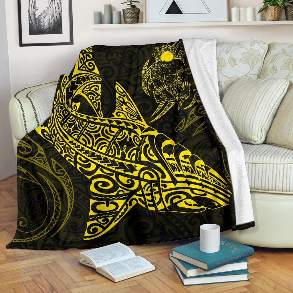 Shark Polynesian Blanket - Polynesian Tattoo Yellow - Polynesian Pride