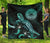 American Samoa Polynesian Premium Quilt - Turtle With Blooming Hibiscus Turquoise - Polynesian Pride