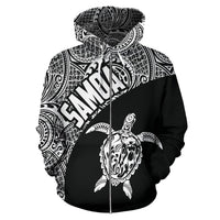 Samoa Zip up Hoodie Samoa Turtle Mermaid Polynesian Tattoo White - Polynesian Pride