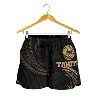 Tahiti Polynesian Women's Short - Gold Tribal Wave - Polynesian Pride