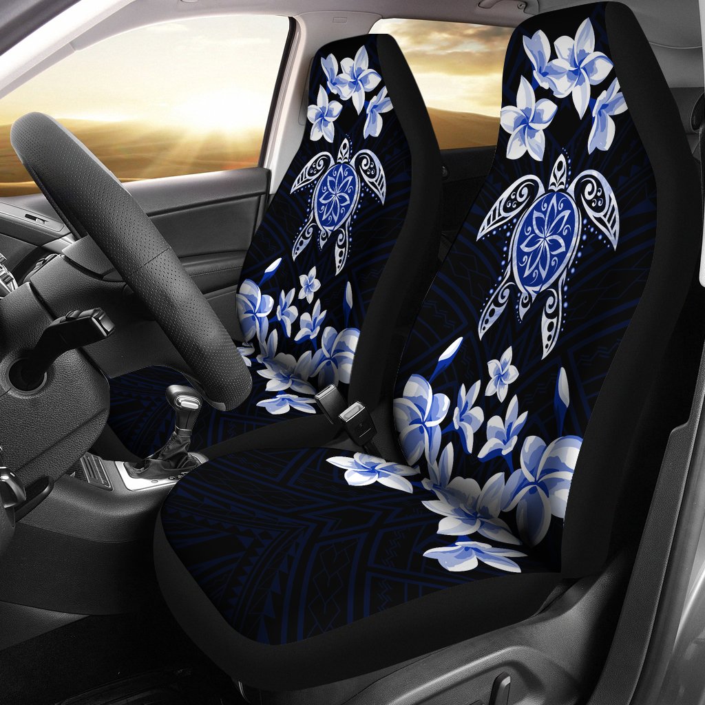 Hawaii Car Seat Covers - Hawaiian Icon Blue Turtle Plumeria - AH - Polynesian Pride
